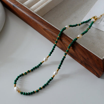 Natural stone fresh water pearl necklace