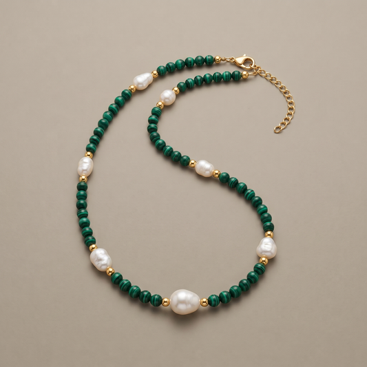 Natural stone fresh water pearl necklace